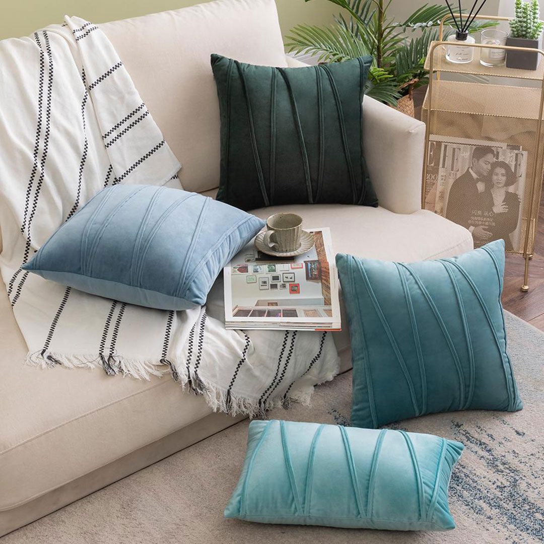Parallel Pleat velvet cushion covers set of 4 by Nylsa