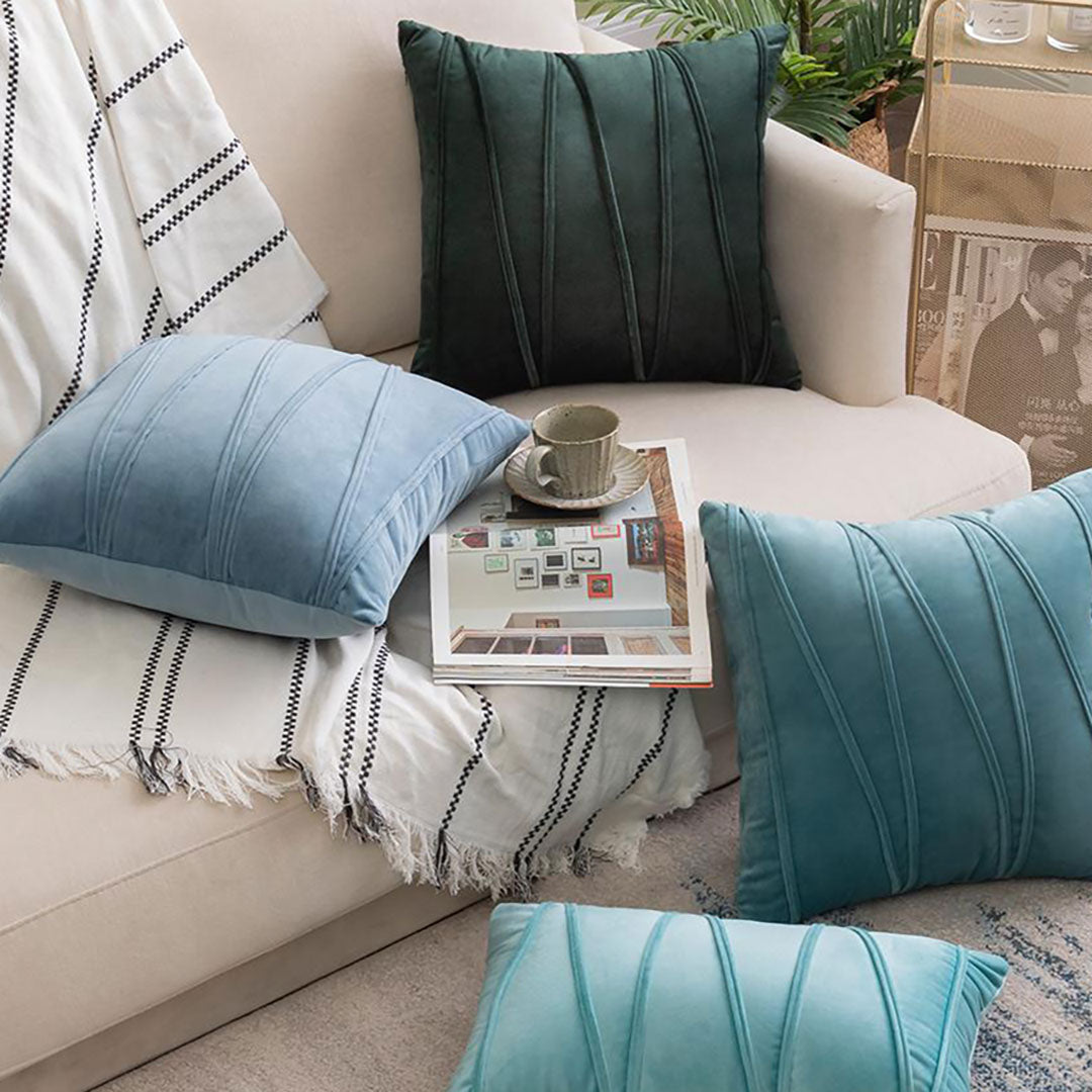 Parallel Pleat velvet cushion covers set of 4 by Nylsa