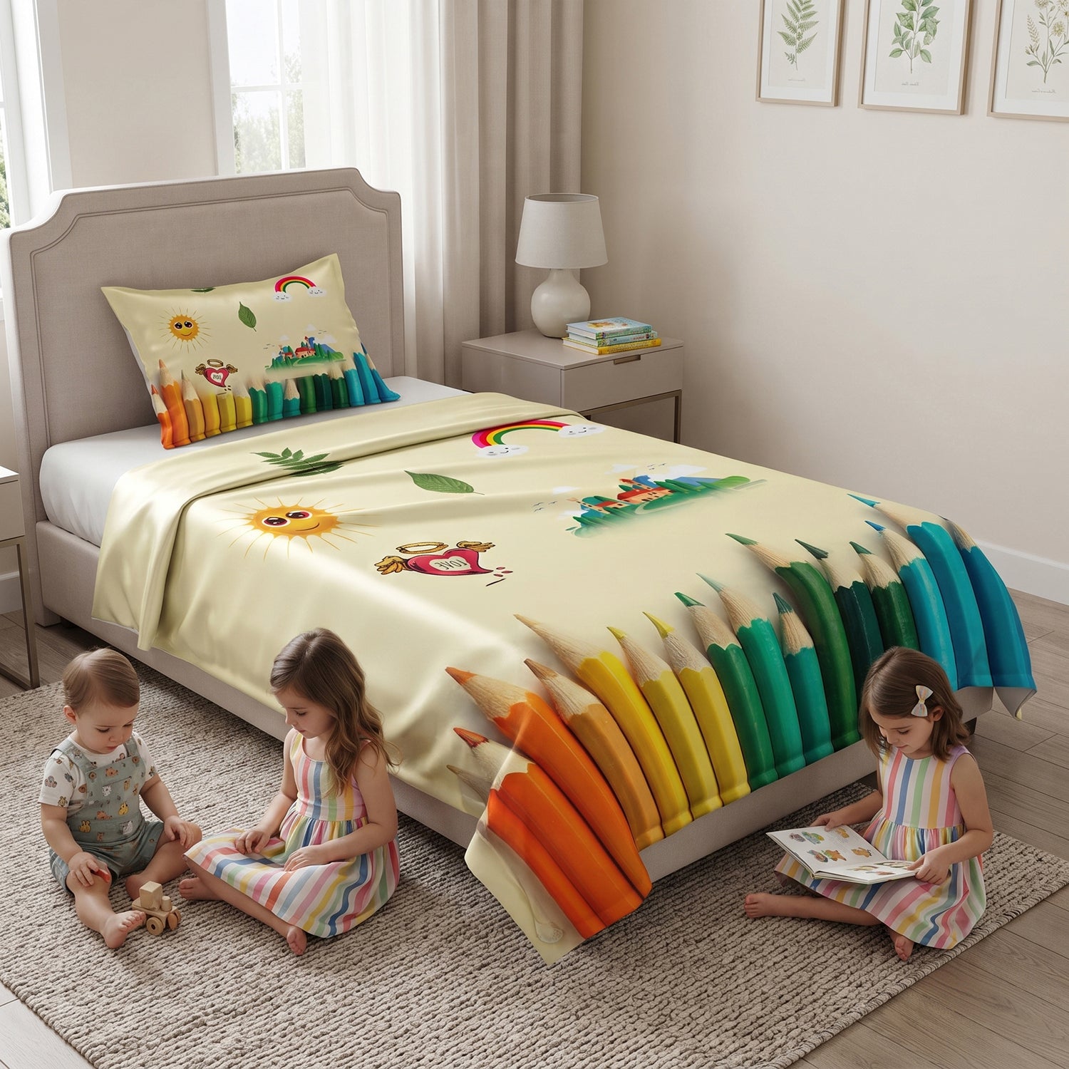Pencilla kids printed bedsheet set 2 pcs by Nylsa