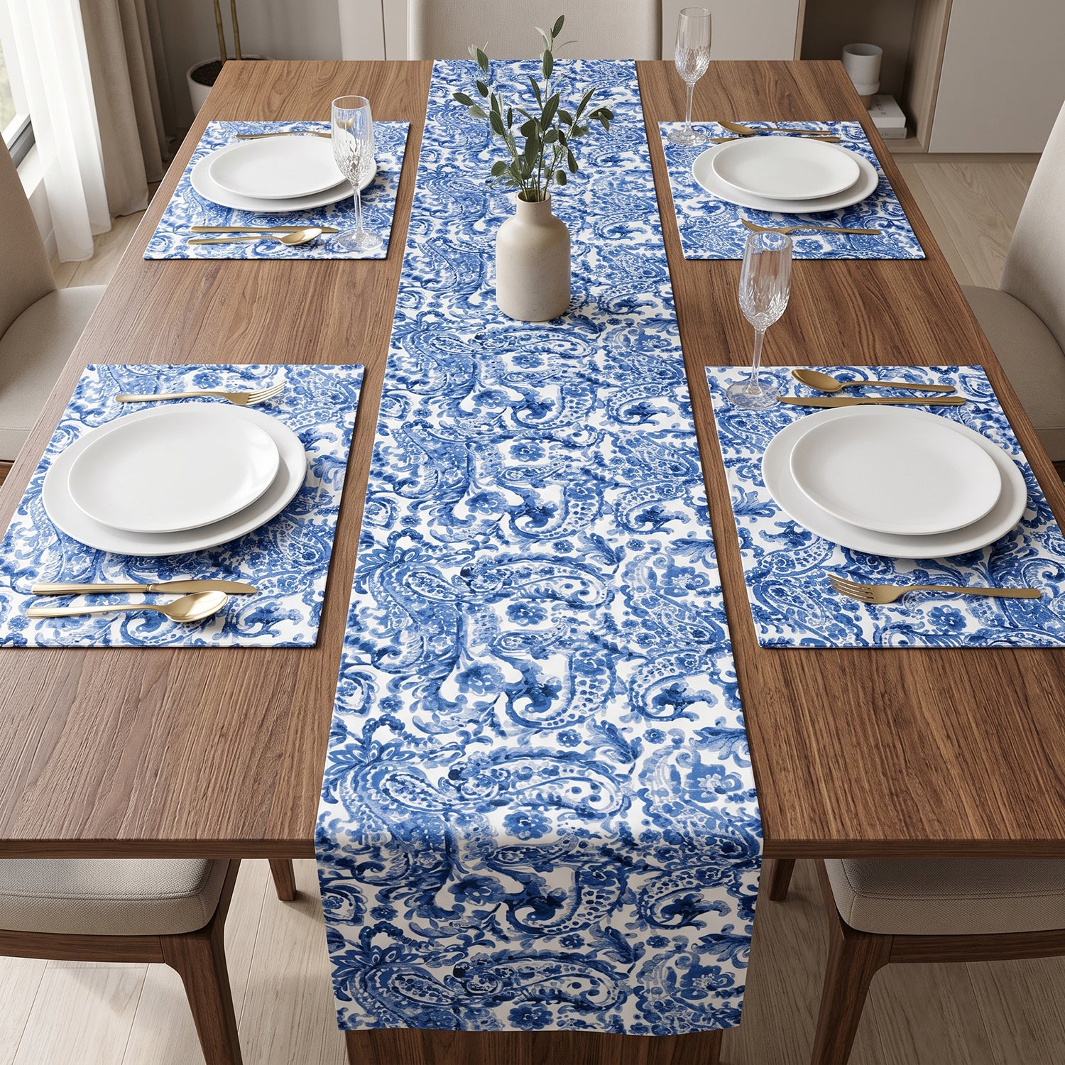 Azure Printed Table Linen Sets