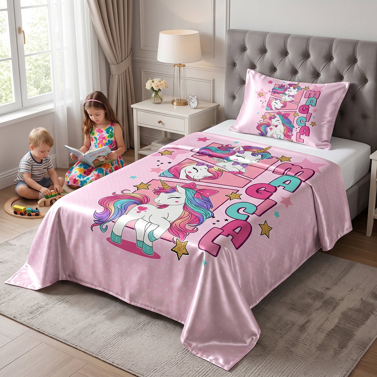 Magical kids printed bedsheet set 2 pcs by Nylsa