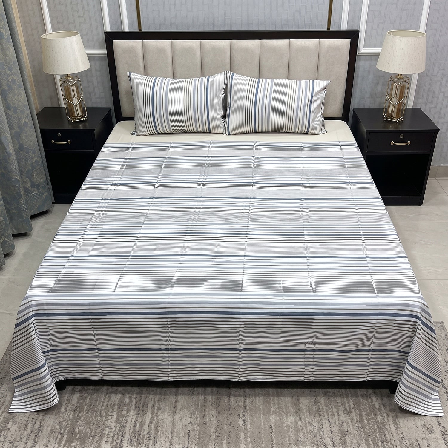 Drift Printed Bed Sheet Set – King Size 3 Pcs