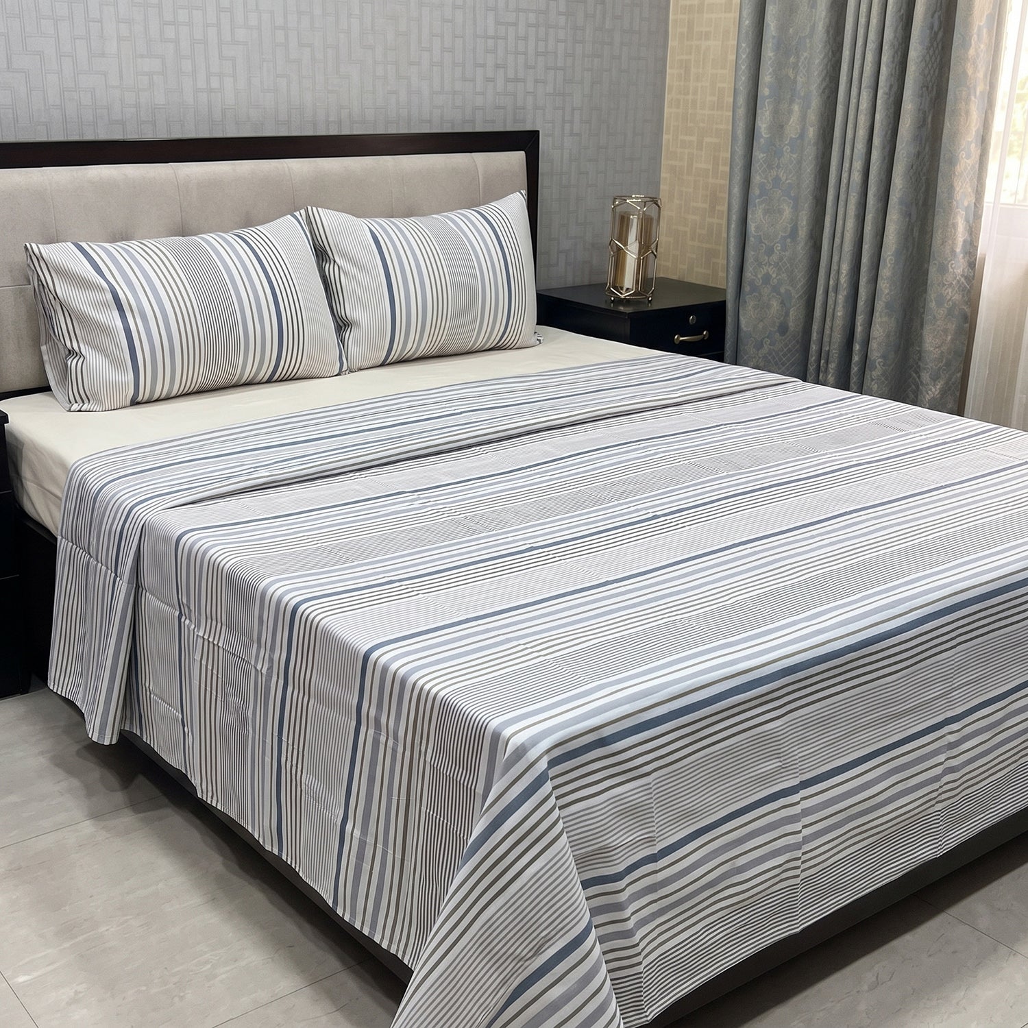 Drift Printed Bed Sheet Set – King Size 3 Pcs