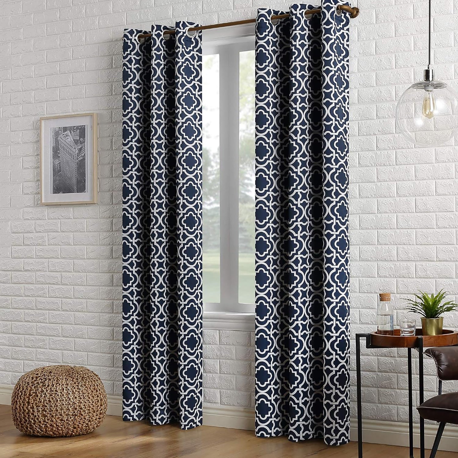 Noir Digital Printed Eyelet Curtains – Pair