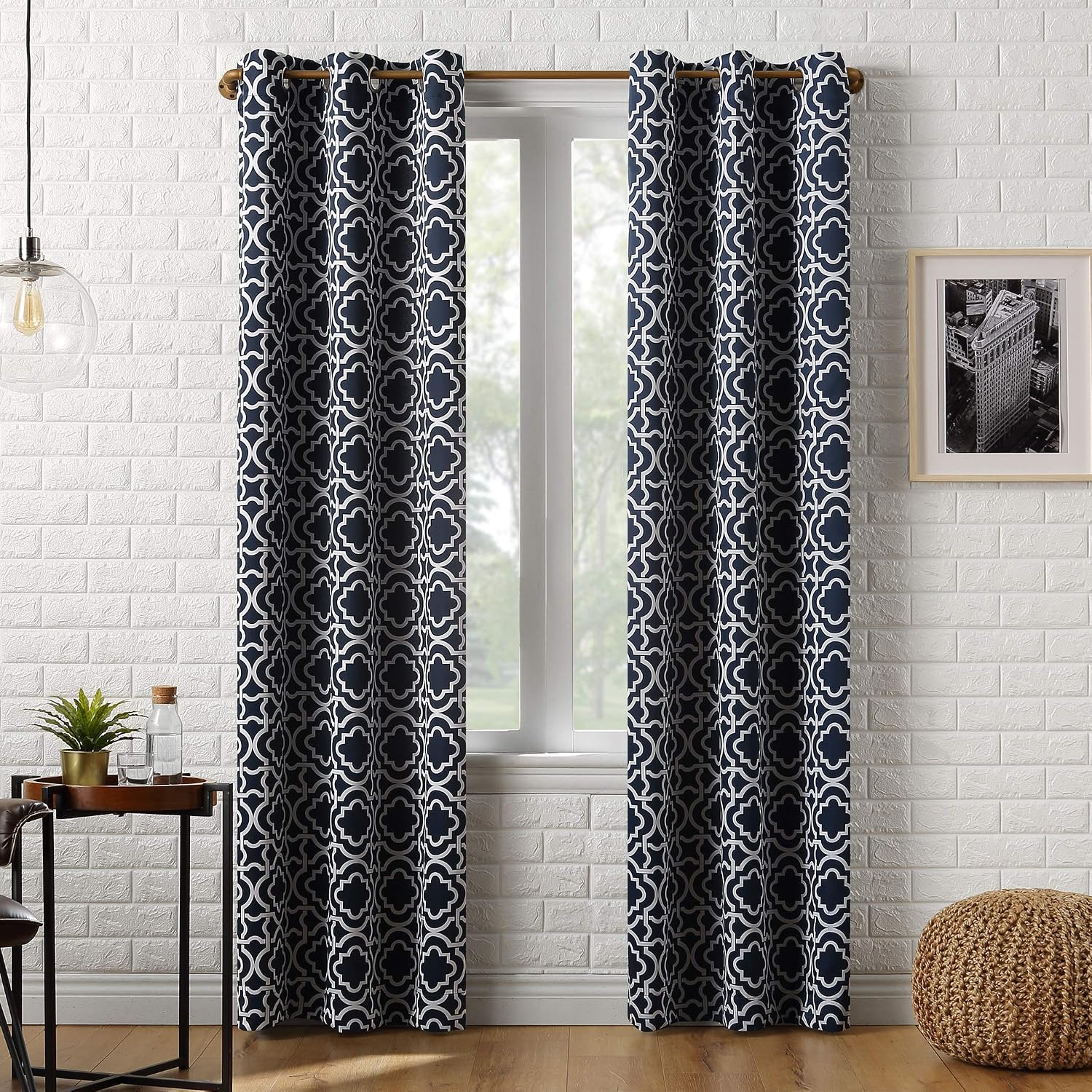 Noir Digital Printed Eyelet Curtains – Pair