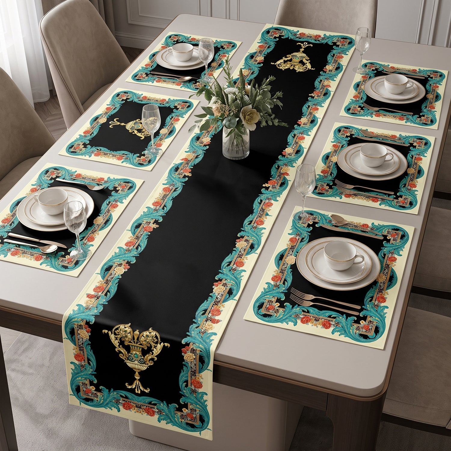 Rococo Printed Table Linen Sets