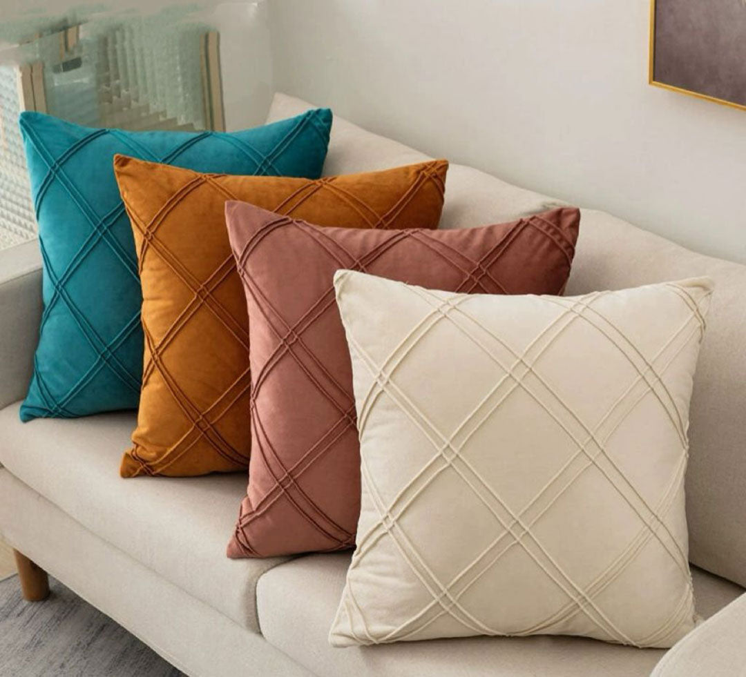 Cross Pintuck velvet cushion covers set of 4 by Nylsa