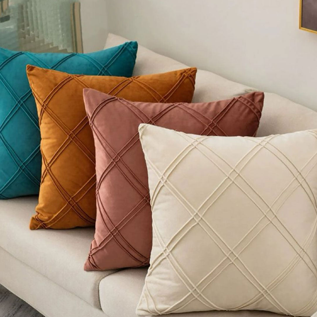 Cross Pintuck velvet cushion covers set of 4 by Nylsa