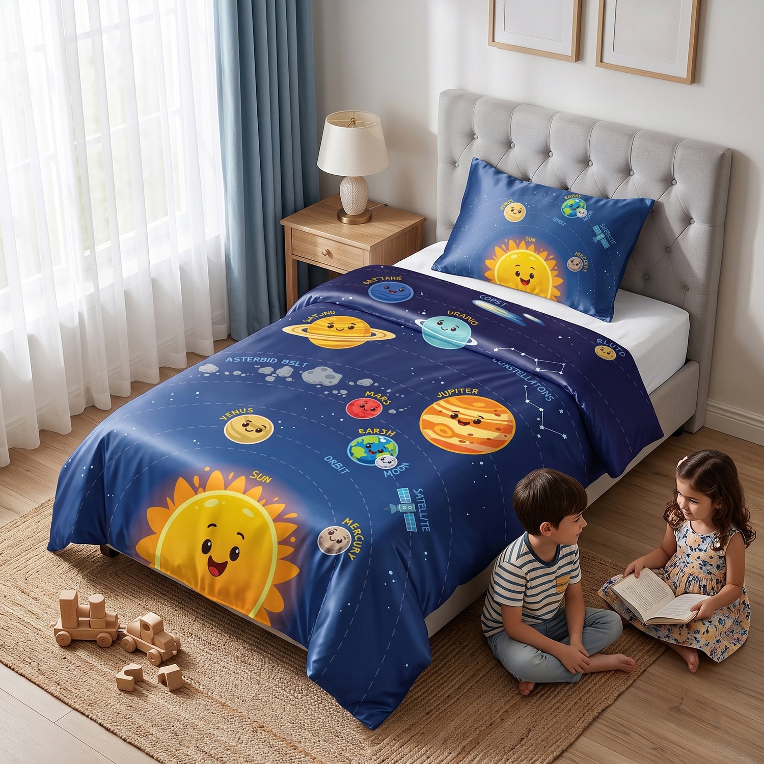 Nebula kids printed bedsheet set 2 pcs by Nylsa