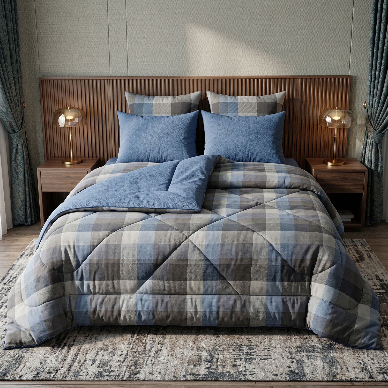 Denim 6 Pcs quilted comforter set by Nylsa
