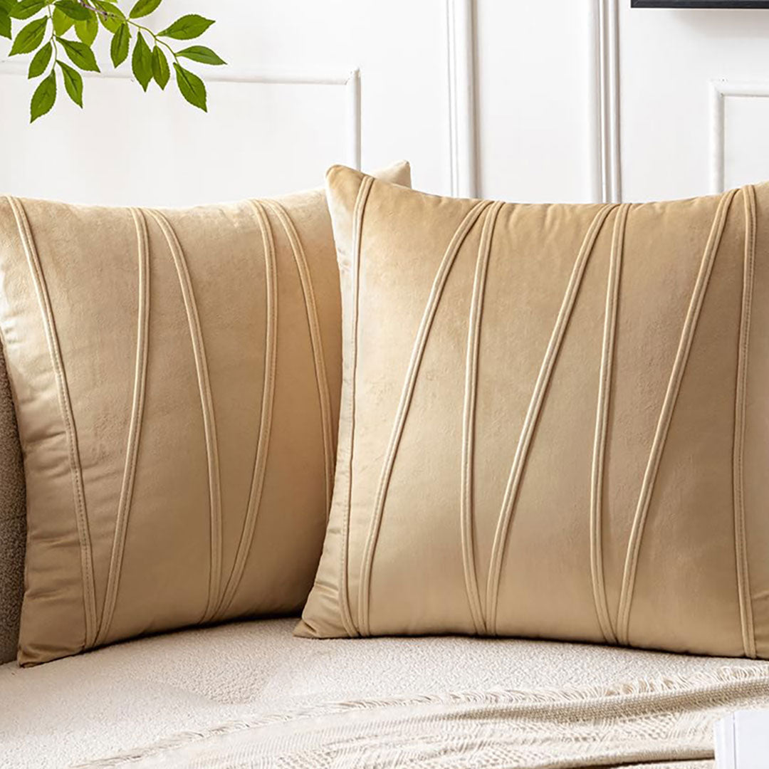 Beige velvet cushion covers set of 2 by Nylsa