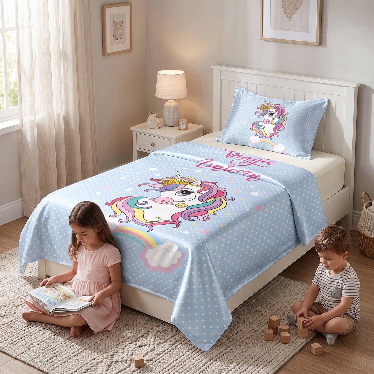 Unicorn kids printed bedsheet set 2 pcs by Nylsa