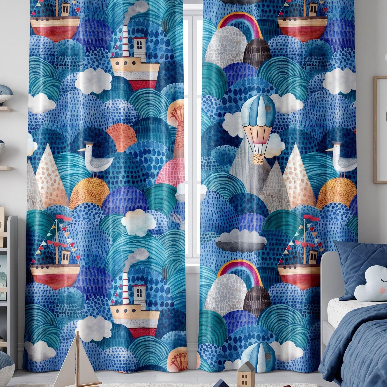 Nautica Digital Printed Eyelet Curtains – Pair