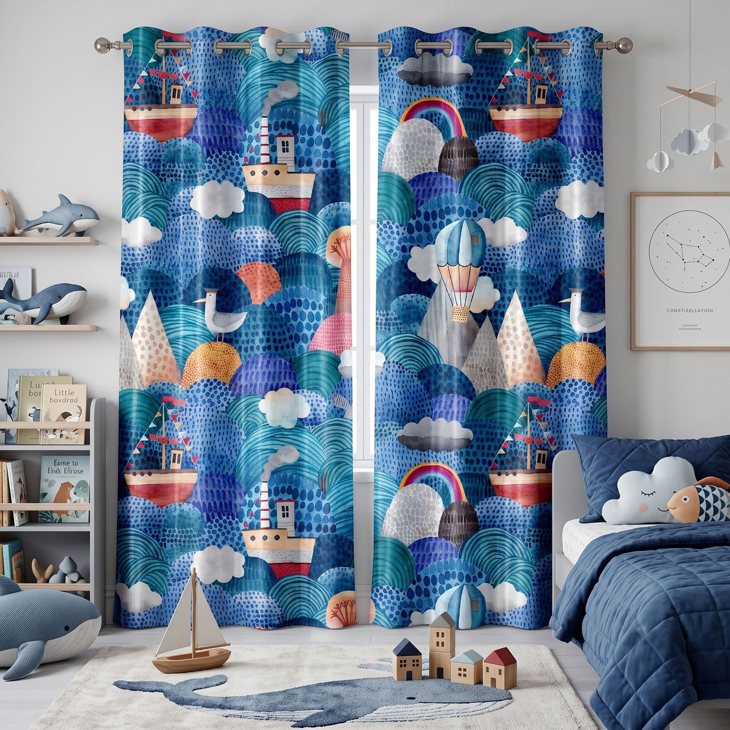 Nautica Digital Printed Eyelet Curtains – Pair