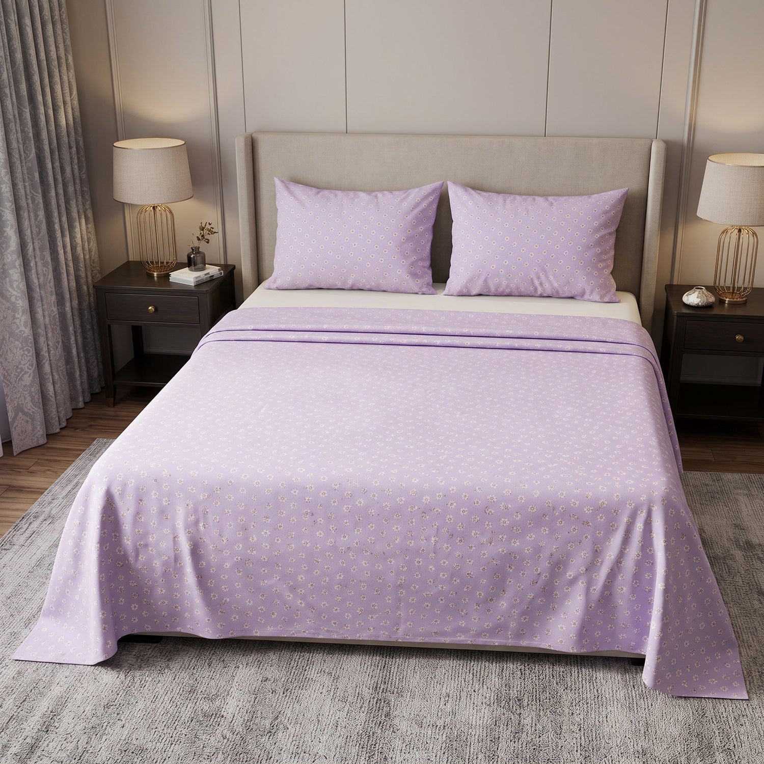 Lilia Printed Bed Sheet Set – King Size 3 Pcs