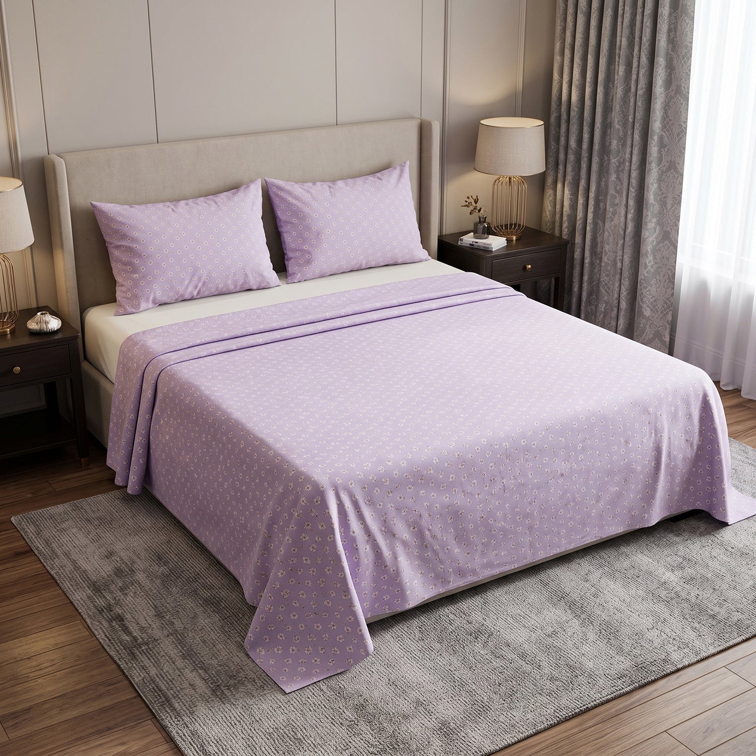 Lilia Printed Bed Sheet Set – King Size 3 Pcs