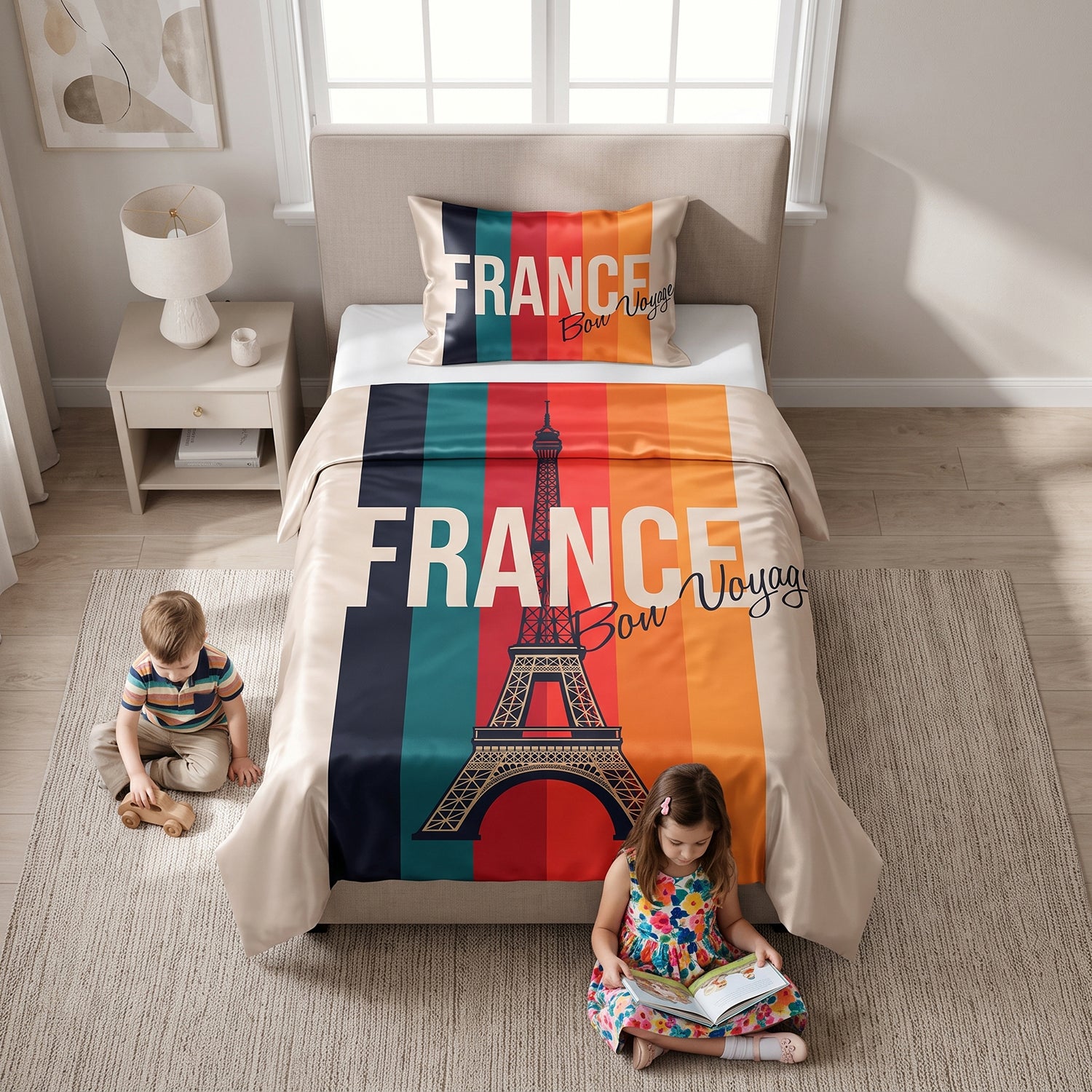 France kids printed bedsheet set 2 pcs by Nylsa