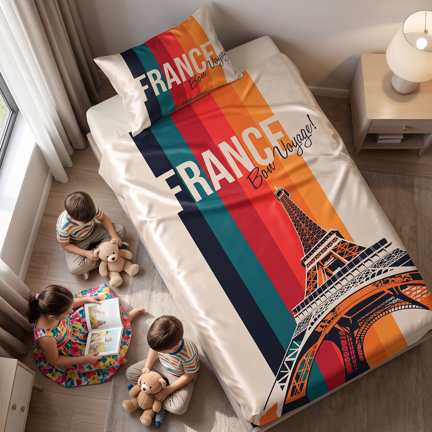 France kids printed bedsheet set 2 pcs by Nylsa