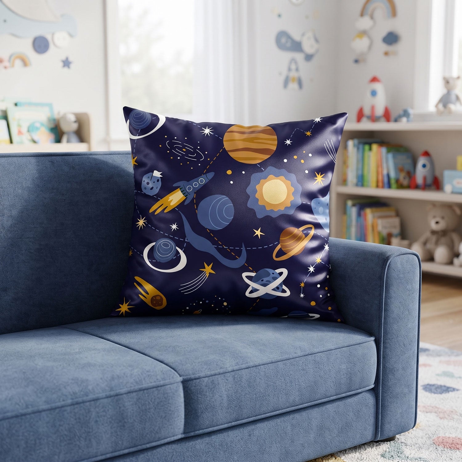 Orbit kids printed cushion cover by Nylsa