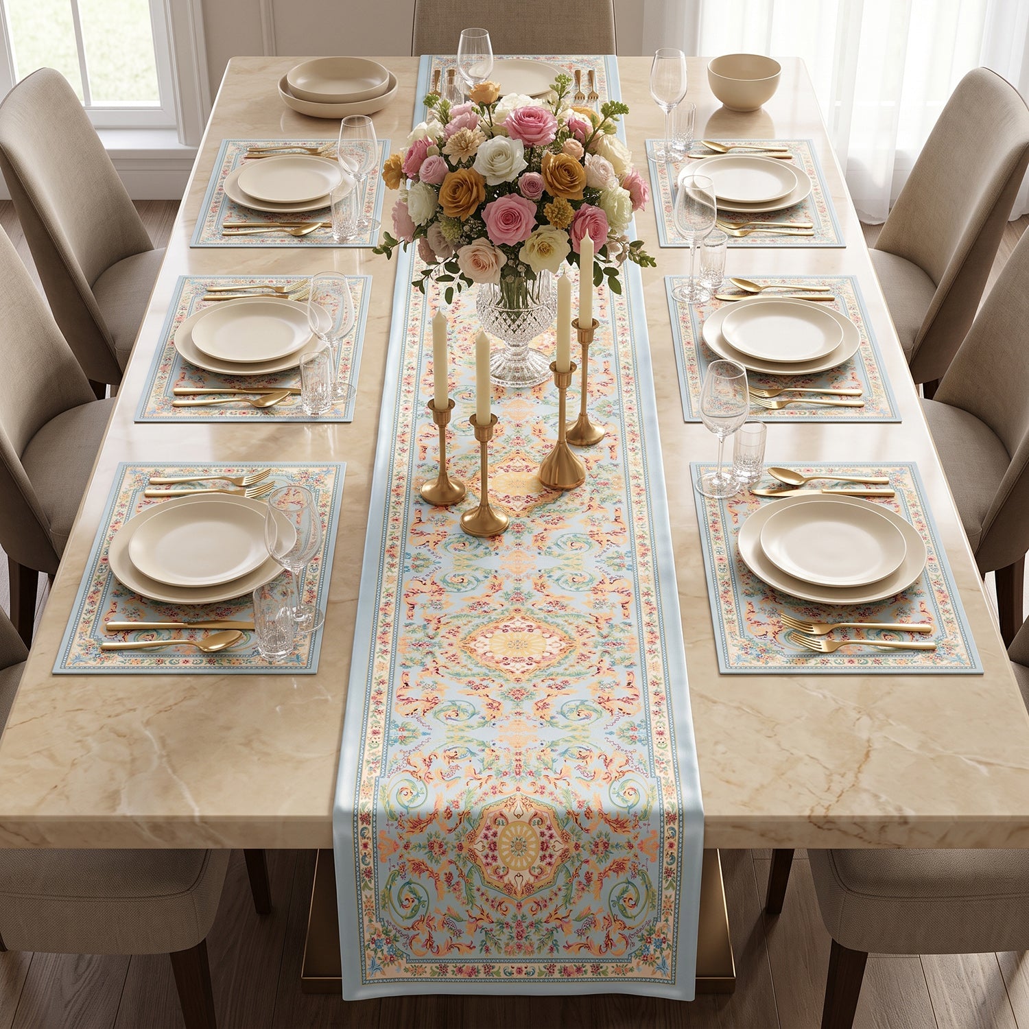 Rosette Printed Table Linen Sets