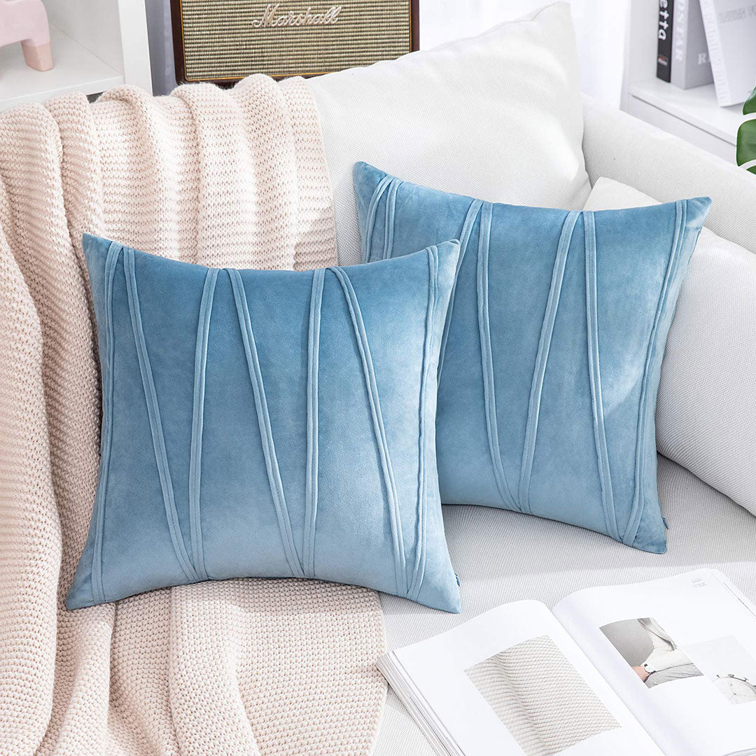 Sky Blue velvet cushion covers set of 2 by Nylsa