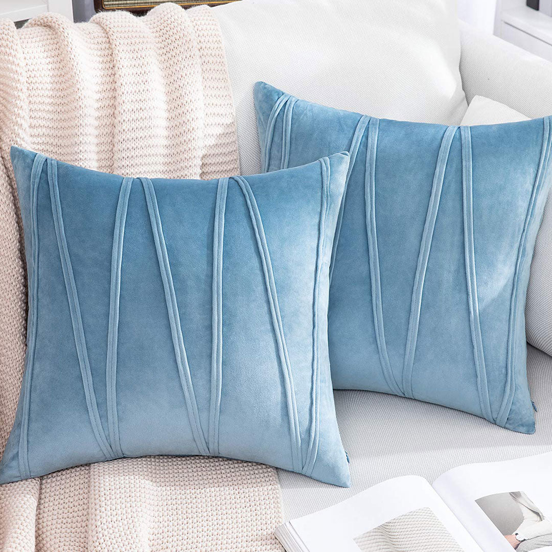 Sky Blue velvet cushion covers set of 2 by Nylsa