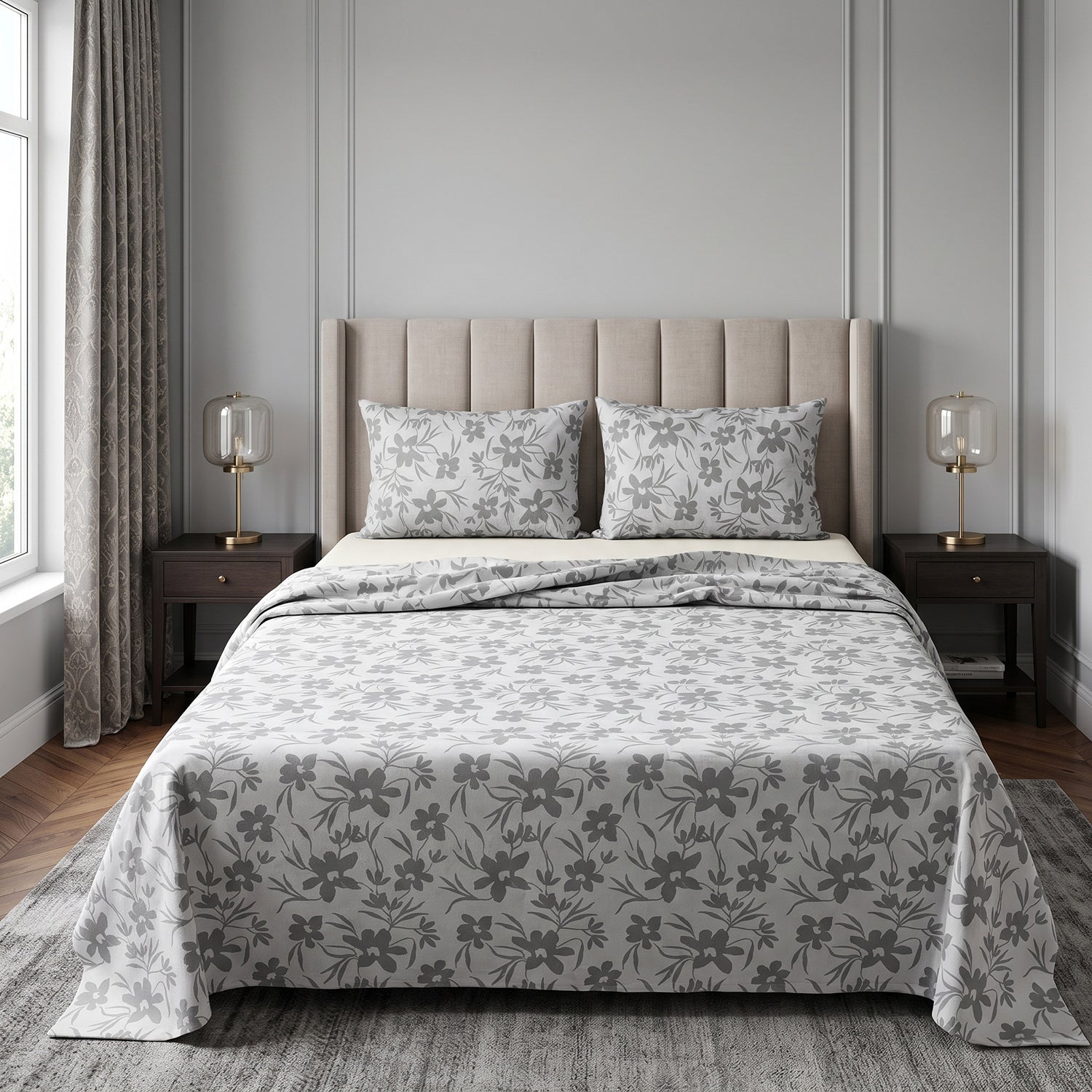Ashflora Printed Bed Sheet Set – King Size 3 Pcs