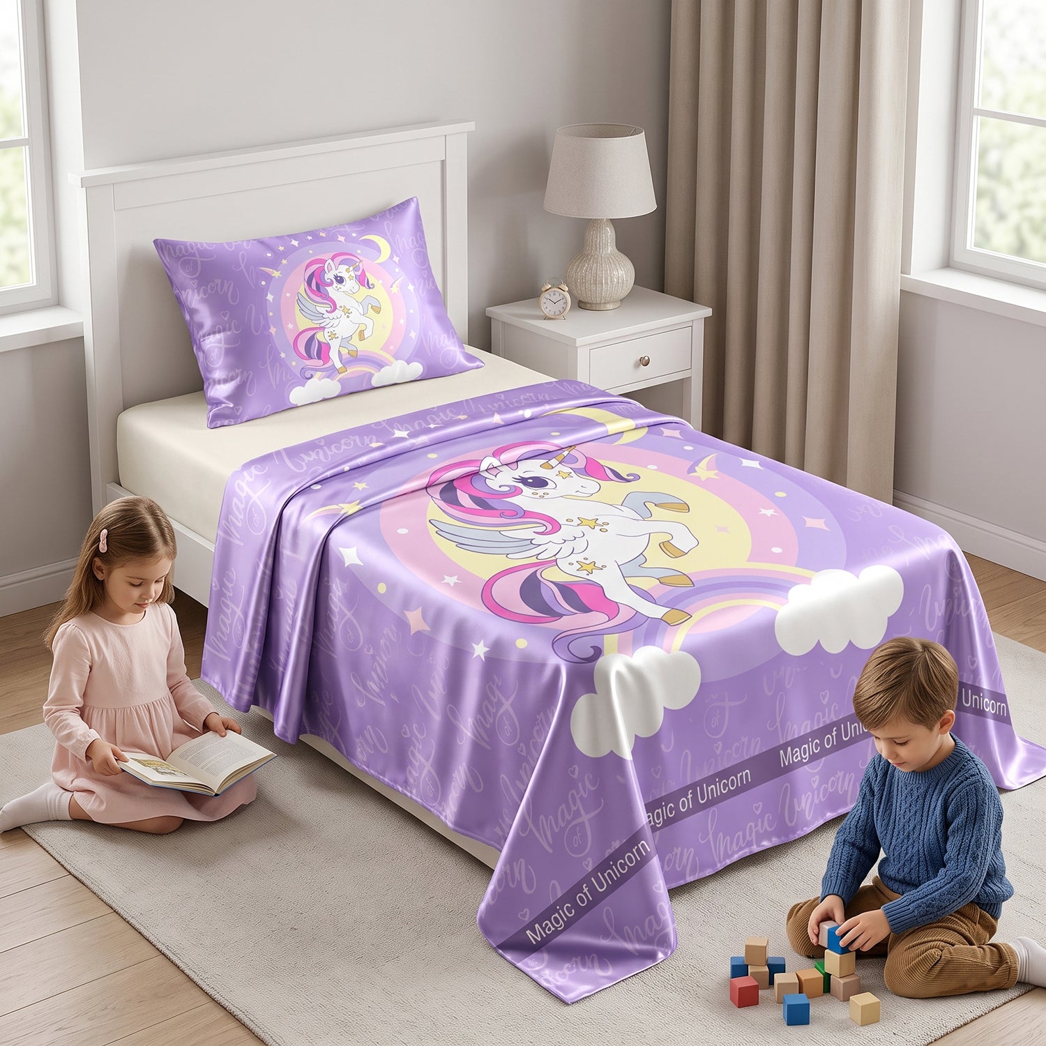 Moonlight kids printed bedsheet set 2 pcs by Nylsa