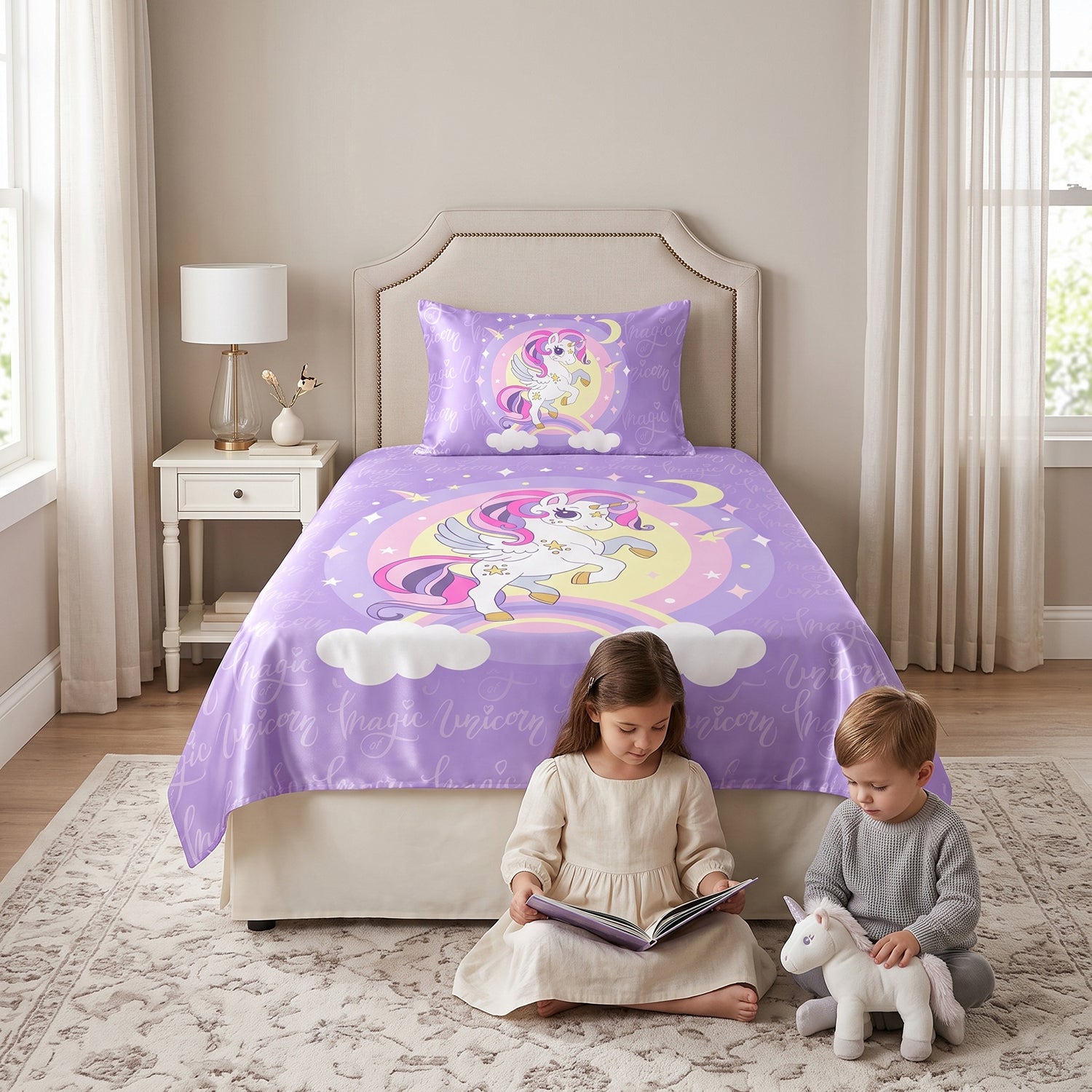 Moonlight kids printed bedsheet set 2 pcs by Nylsa
