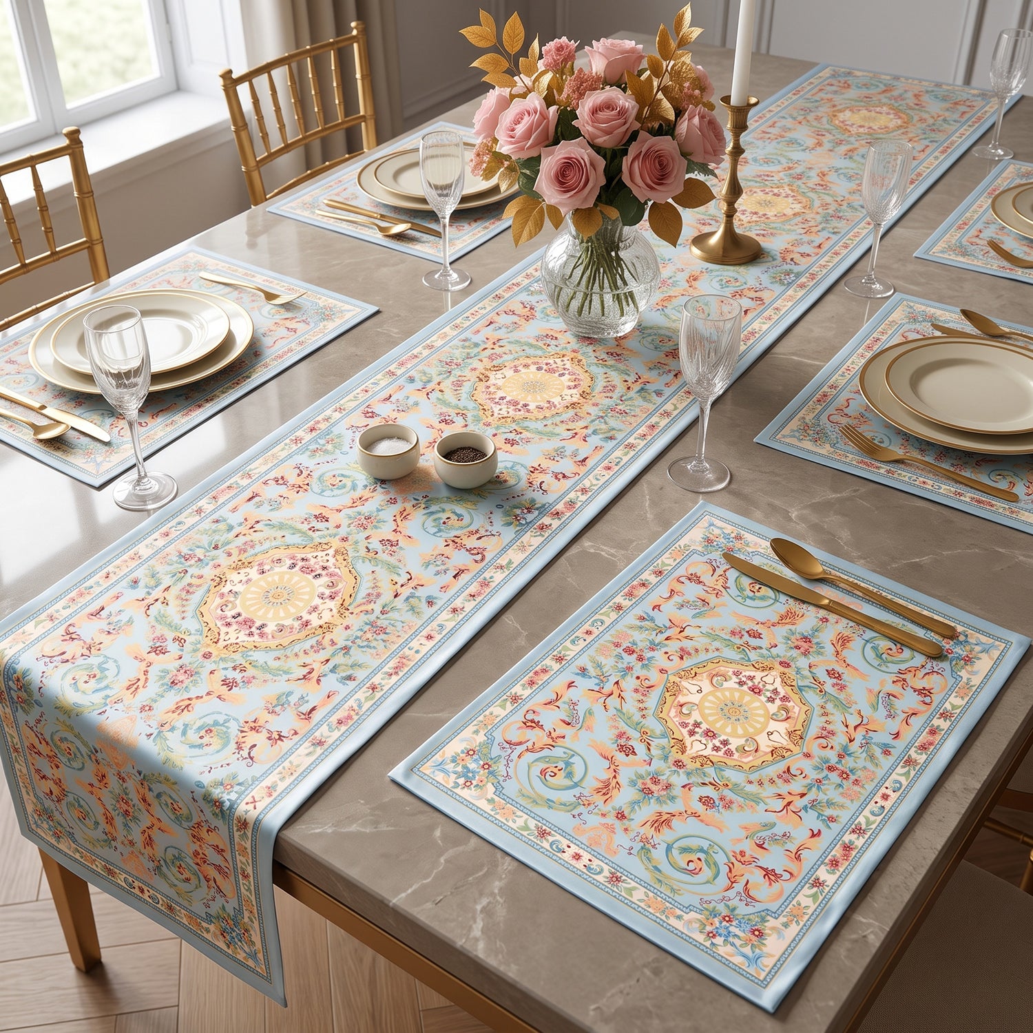 Rosette Printed Table Linen Sets