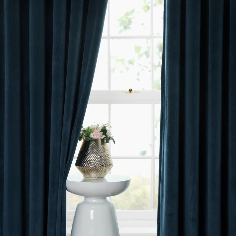 Marine velvet eyelet curtains pair by Nylsa