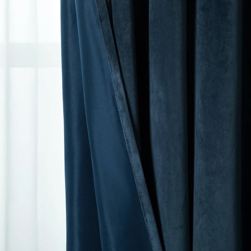 Marine velvet eyelet curtains pair by Nylsa