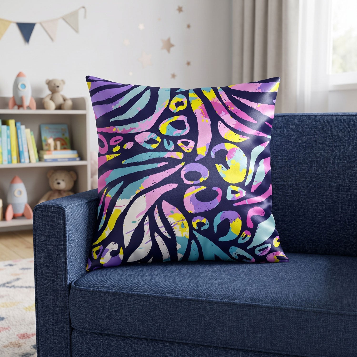 Neon kids printed cushion cover by Nylsa