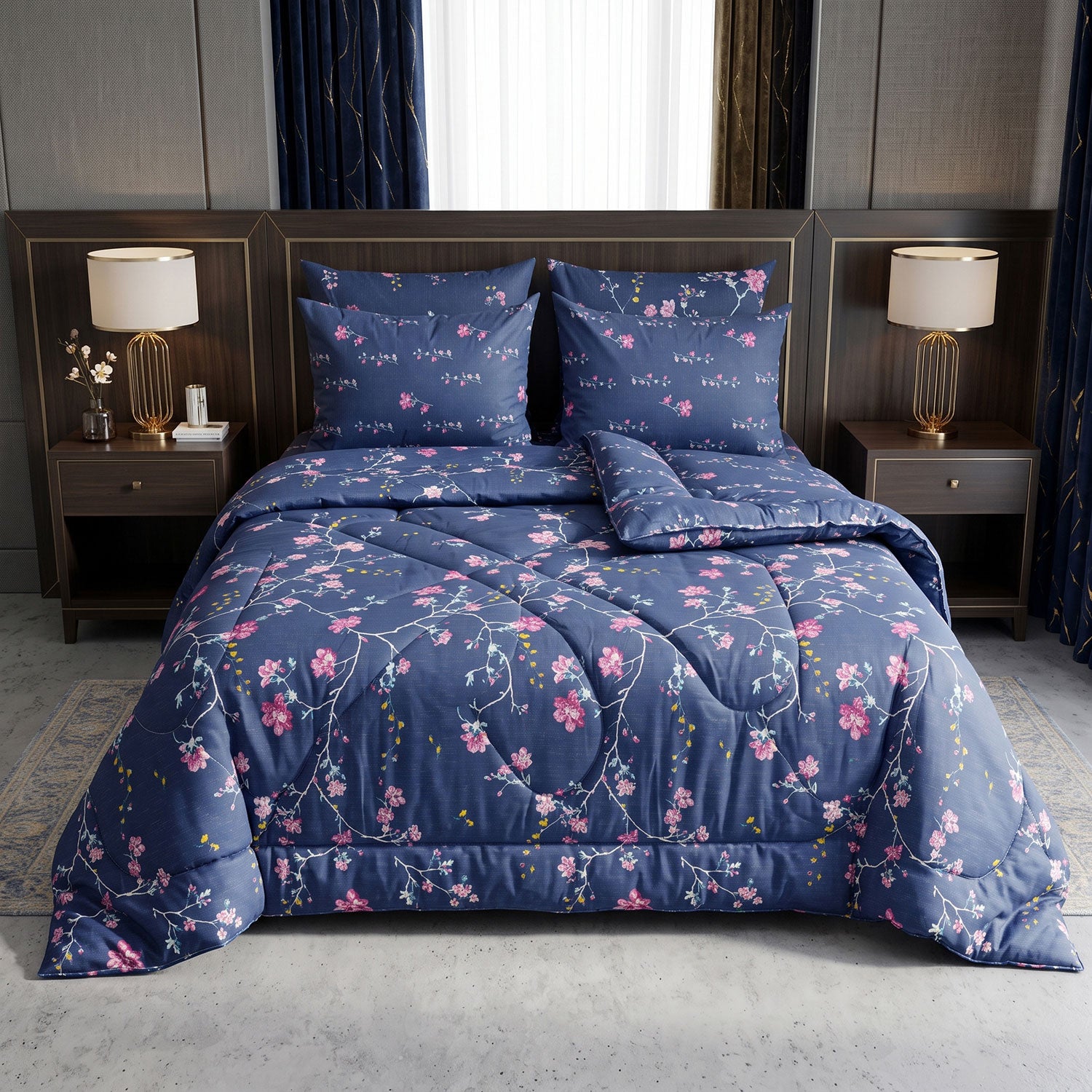 Midnight 6 Pcs quilted comforter set by Nylsa