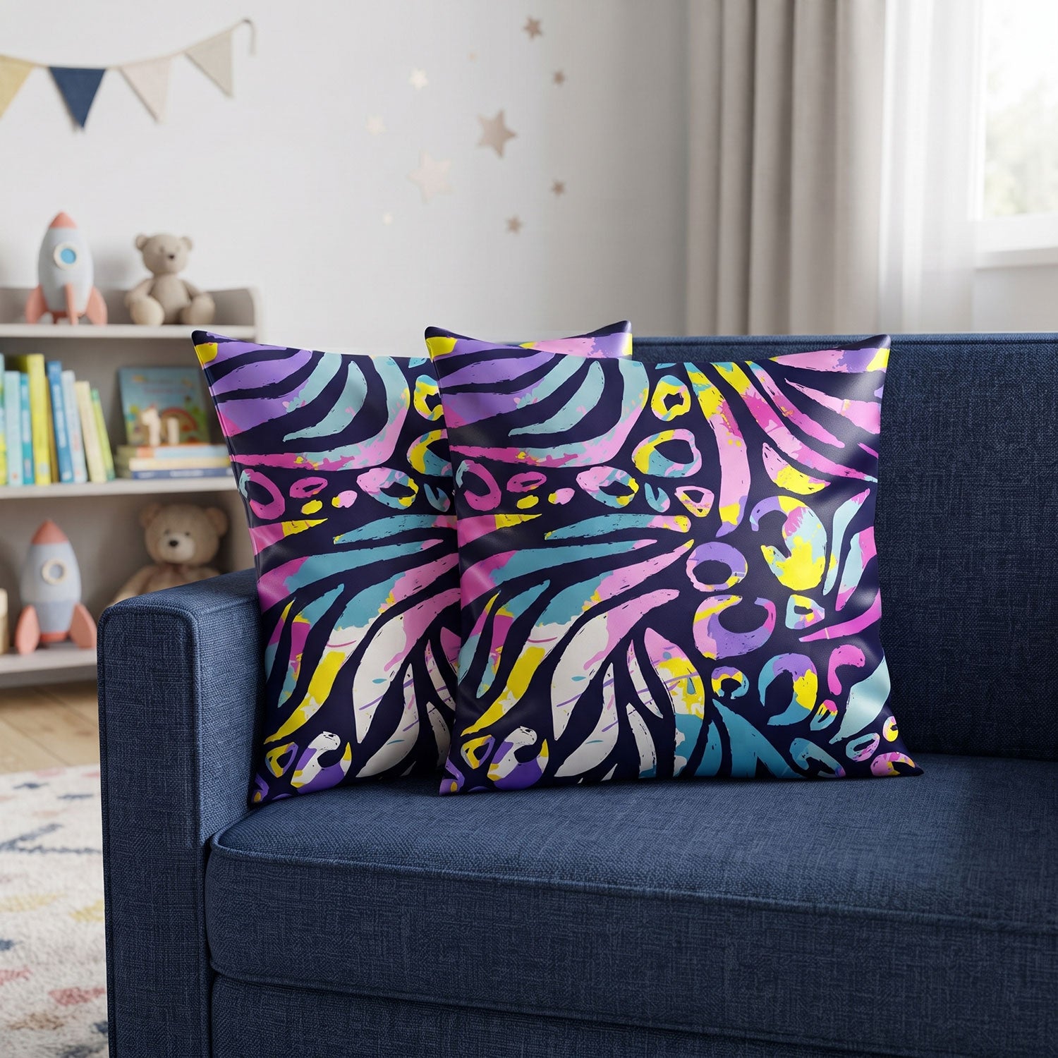 Neon kids printed cushion cover by Nylsa