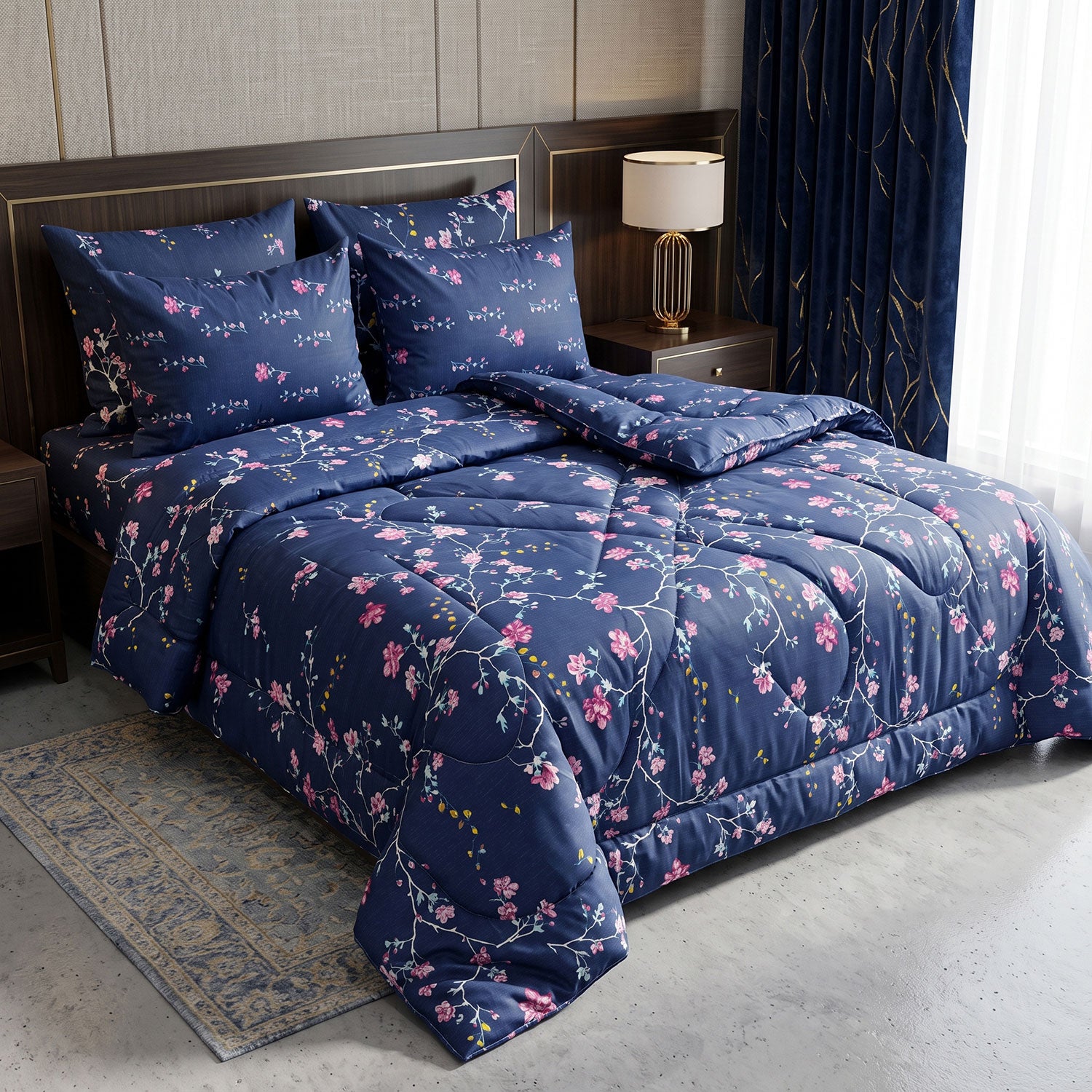 Midnight 6 Pcs quilted comforter set by Nylsa