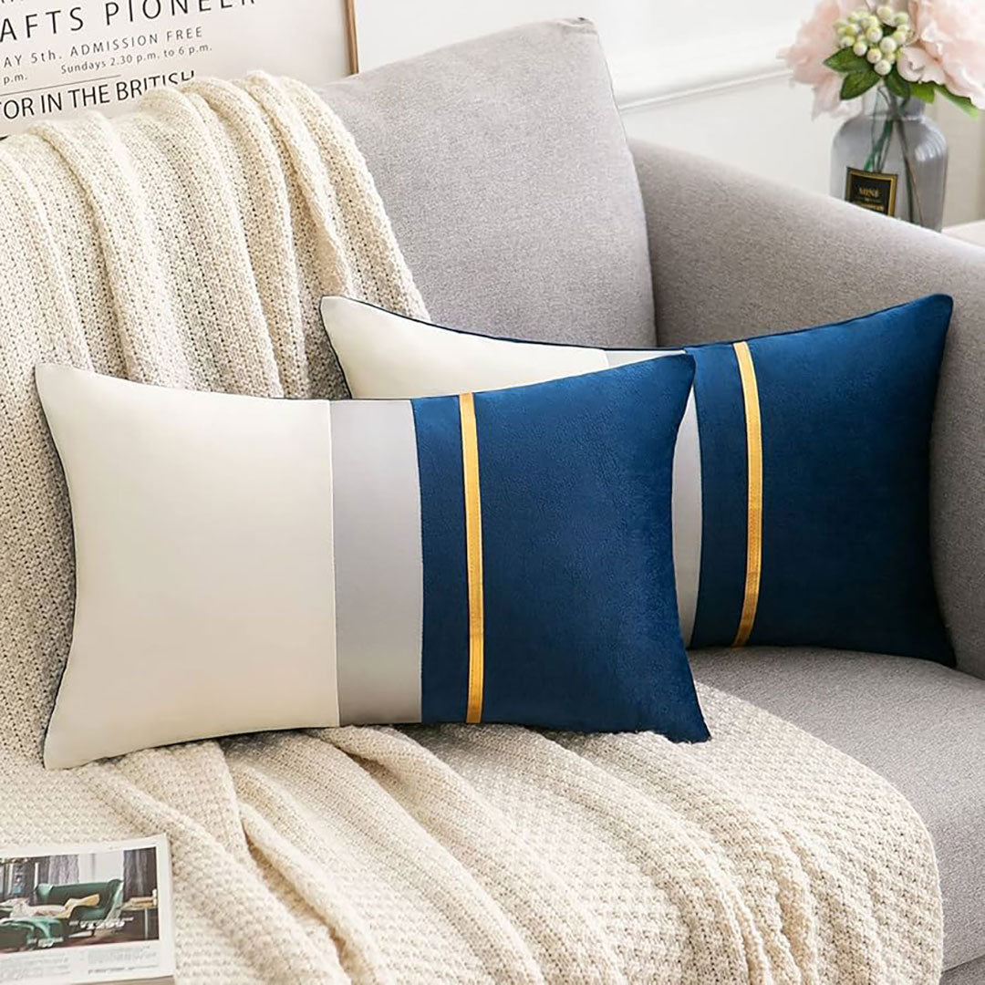 Luxe Panel Stripe velvet cushion covers set of 2 by Nylsa