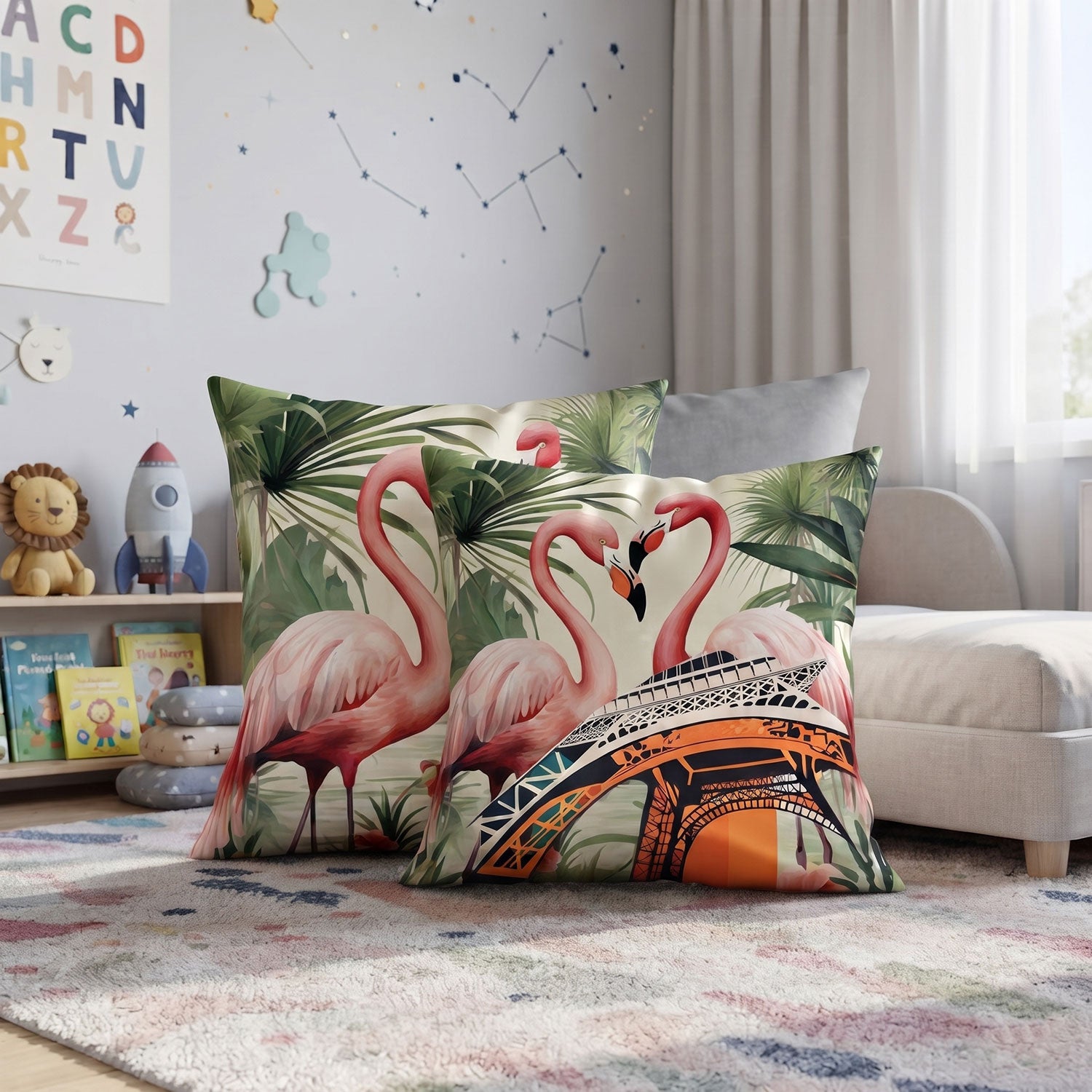 Flamingo kids printed cushion cover by Nylsa