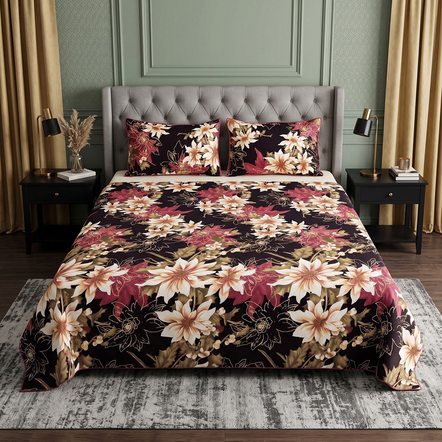 Petalwood 3 Pcs King bed sheet set by Nylsa