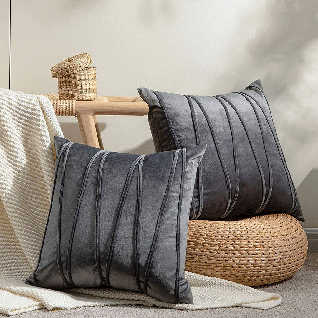 Charcoal Grey velvet cushion covers set of 2 by Nylsa