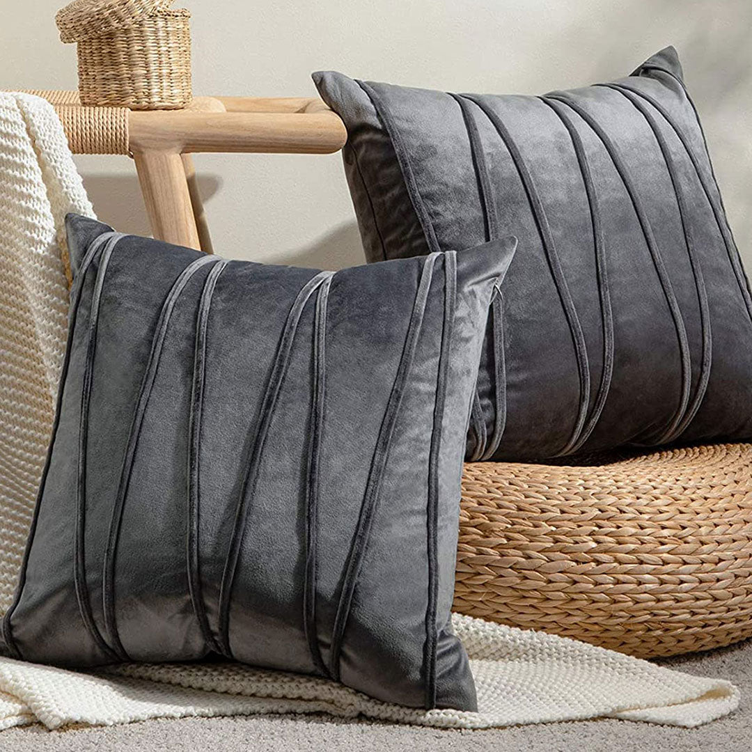 Charcoal Grey velvet cushion covers set of 2 by Nylsa