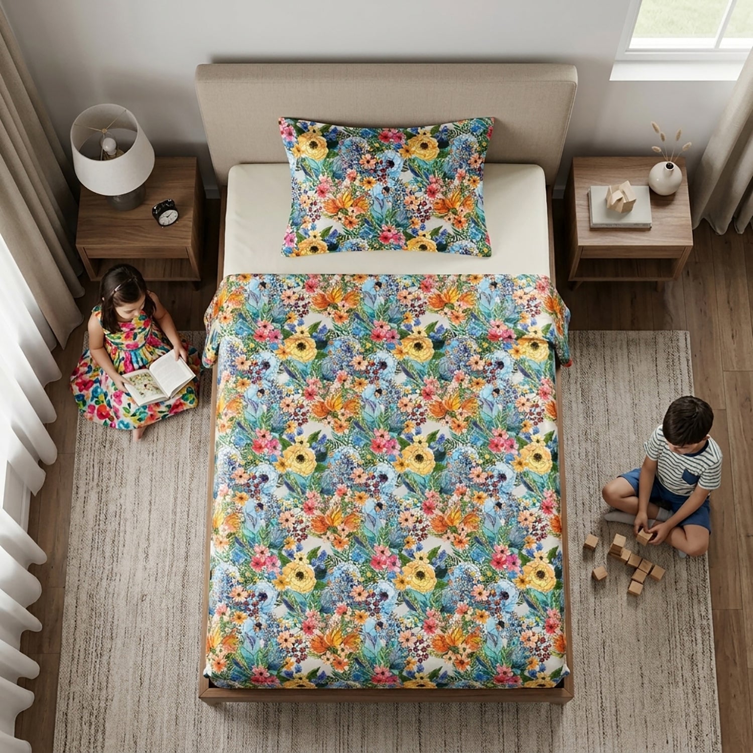 Spring kids printed bedsheet set 2 pcs by Nylsa