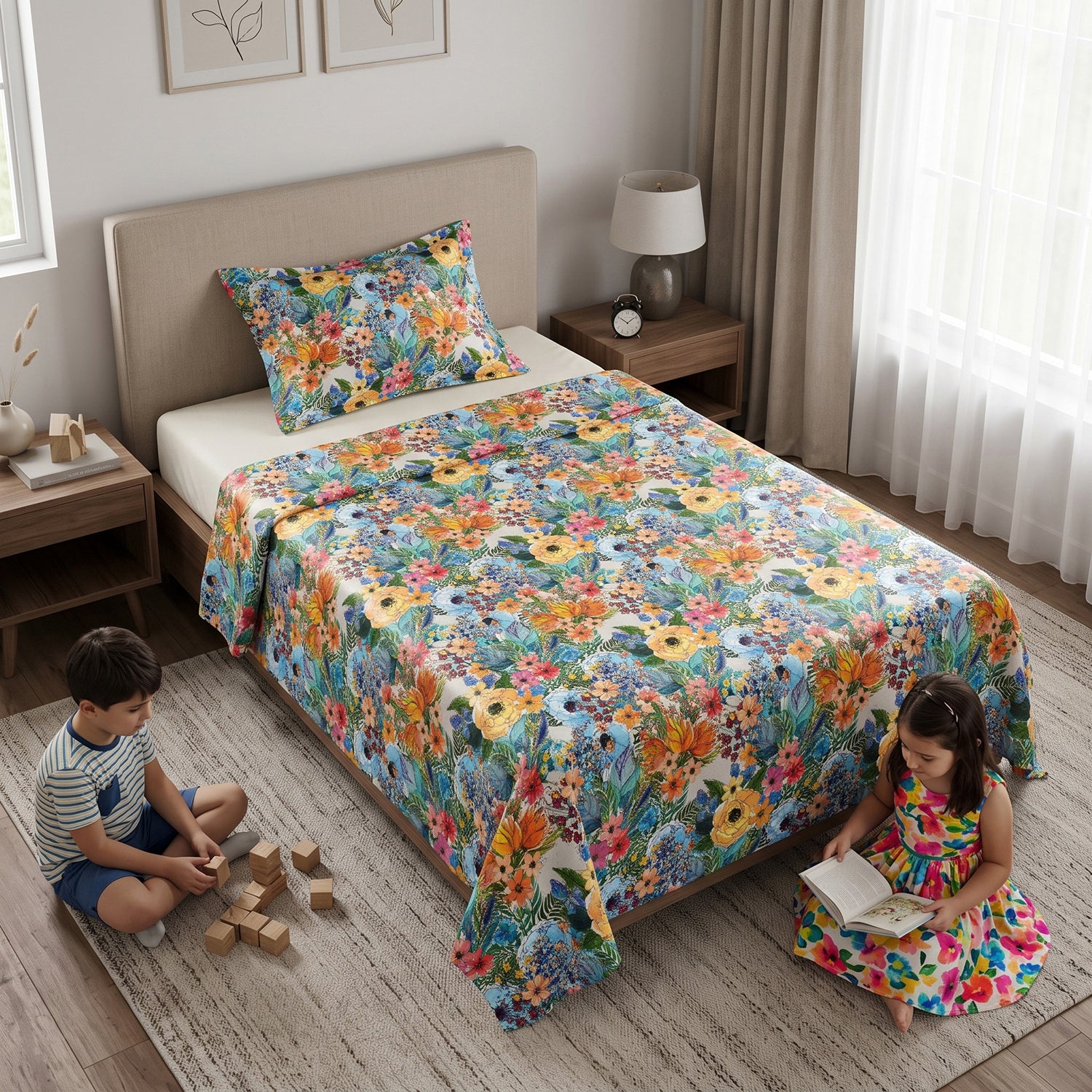 Spring kids printed bedsheet set 2 pcs by Nylsa