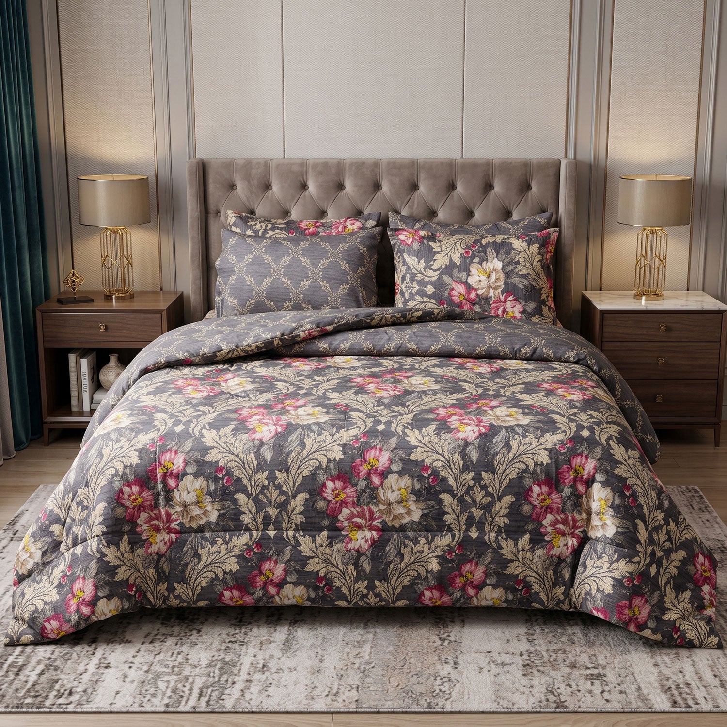 Baroque 6 Pcs quilted comforter set by Nylsa