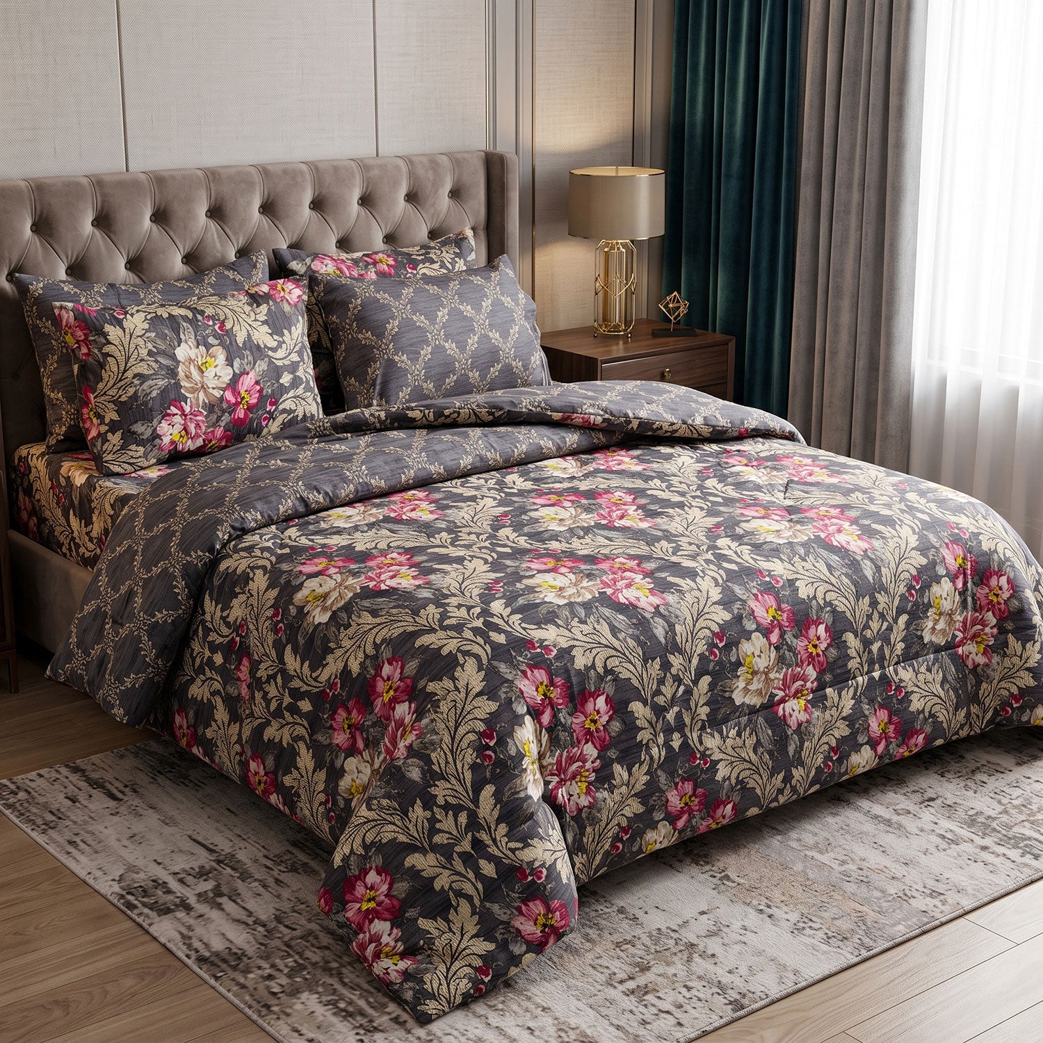 Baroque 6 Pcs quilted comforter set by Nylsa
