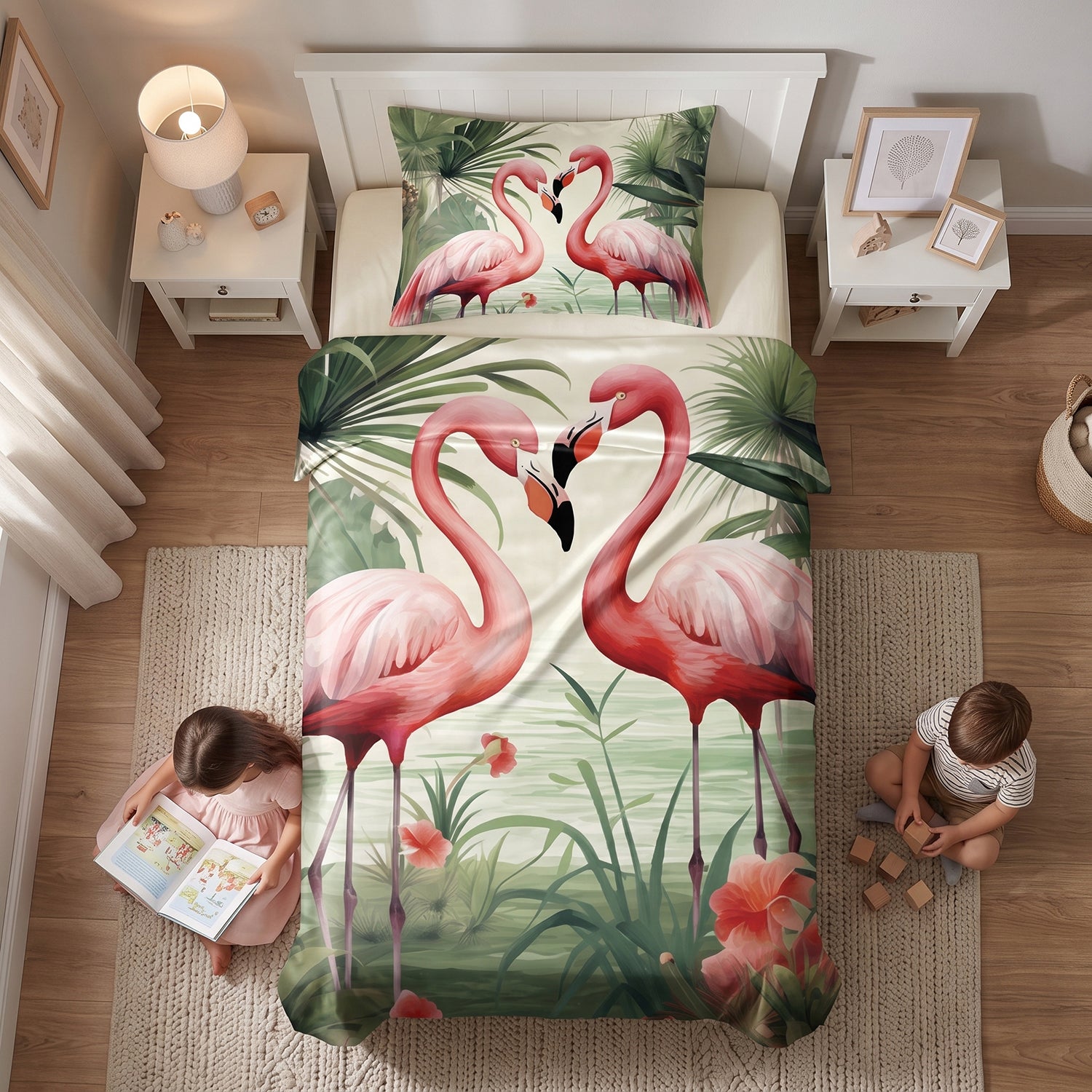 Flamingo kids printed bedsheet set 2 pcs by Nylsa