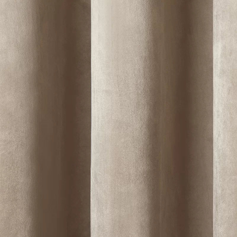 Taupe velvet eyelet curtains pair by Nylsa