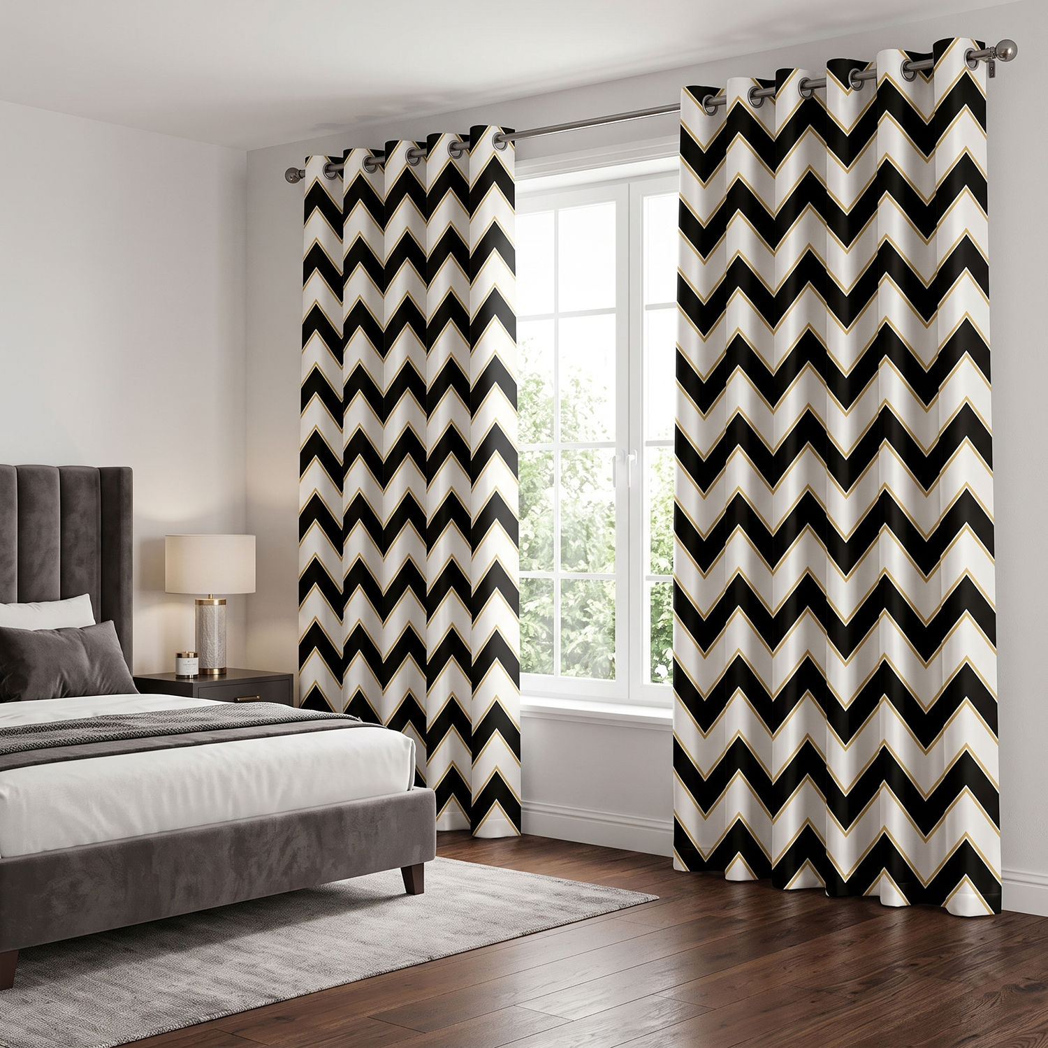 Luxe Digital Printed Eyelet Curtains – Pair