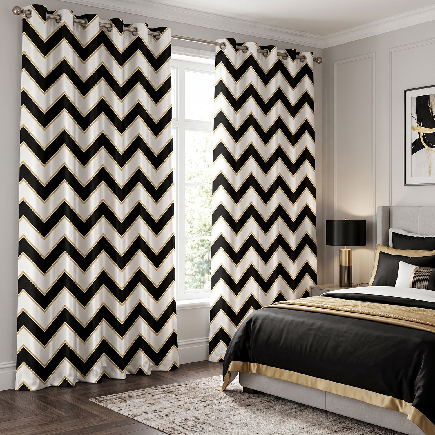 Luxe Digital Printed Eyelet Curtains – Pair