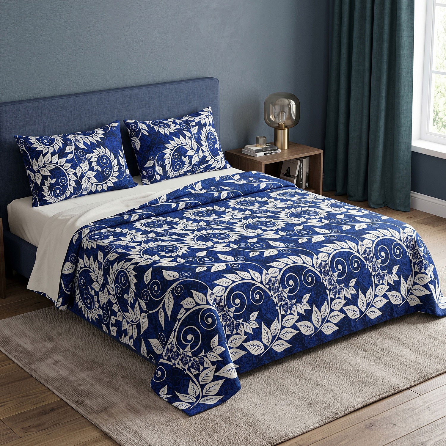 Indigo 3 Pcs King bed sheet set by Nylsa